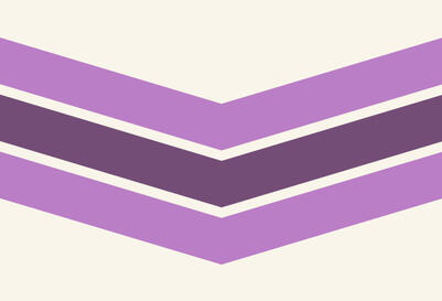 A flag with an unusual chevron pattern. The background is off-white, and the chevron has three stripes. The top stripe is lavender, the middle stripe is a dark lavender, and the last stripe is the same lavender as the first.